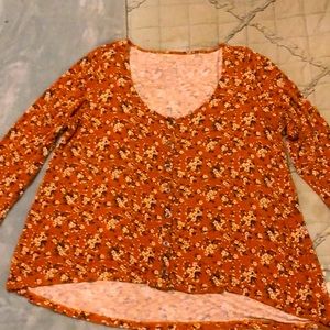 American Eagle Outfitters AEO Top Floral Button Down Cardigan Soft & Sexy Slub L